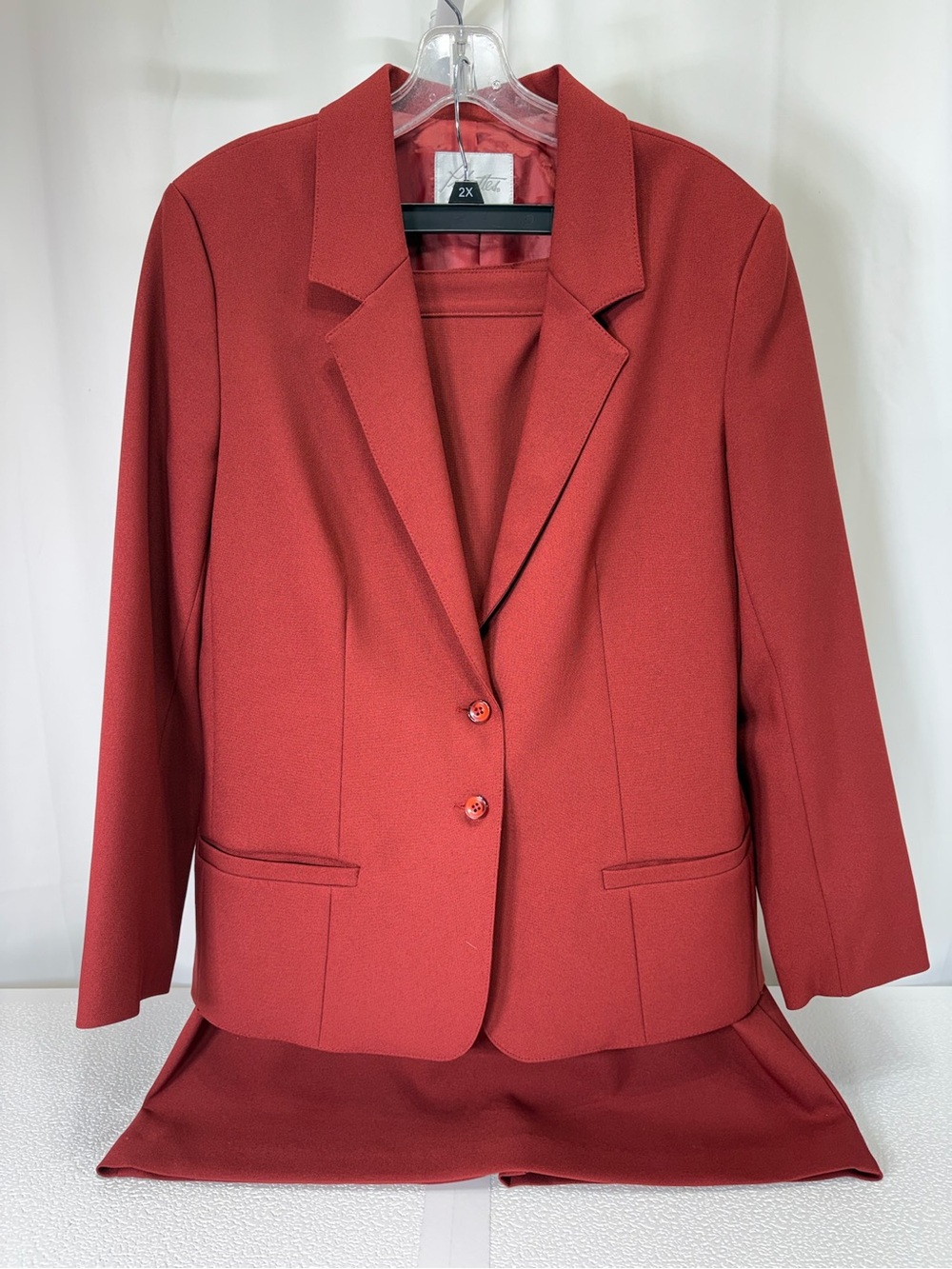 Tailored Brick Red Women's Blazer and skirt- Classic Two-Button 3747